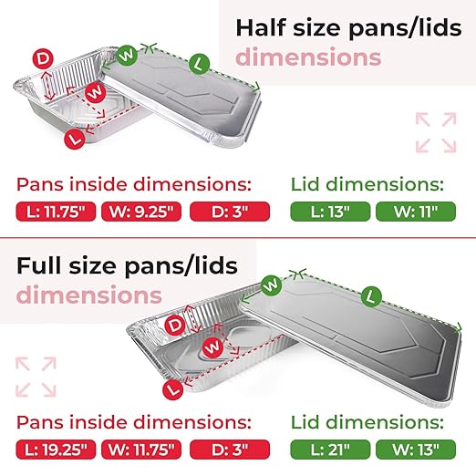 IDL Packaging Aluminum Foil Pans with Lids, Deep - 15 pc Chafing Dish Set - 5 Full Size and 10 Half Size Steam Table Pans + Lids - Disposable Cookware for Catering, Buffet, Party, BBQ