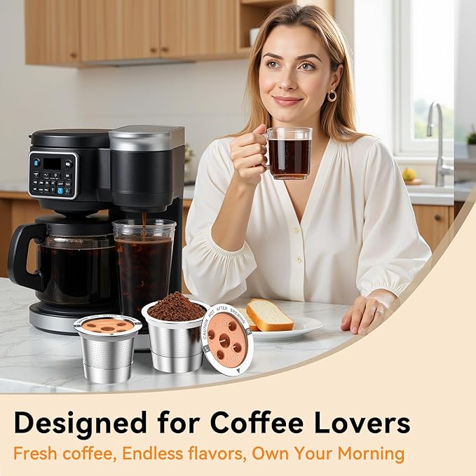 CAPMESSO Reusable K Cups for Keurig: 2025 Updated My K Cup Stainless Steel Coffee Filter Refillable Coffee Pods for K Supreme/K Slim/k-Duo Gen 2/K-Brew Chill with Multistream Technology (2 Pack)