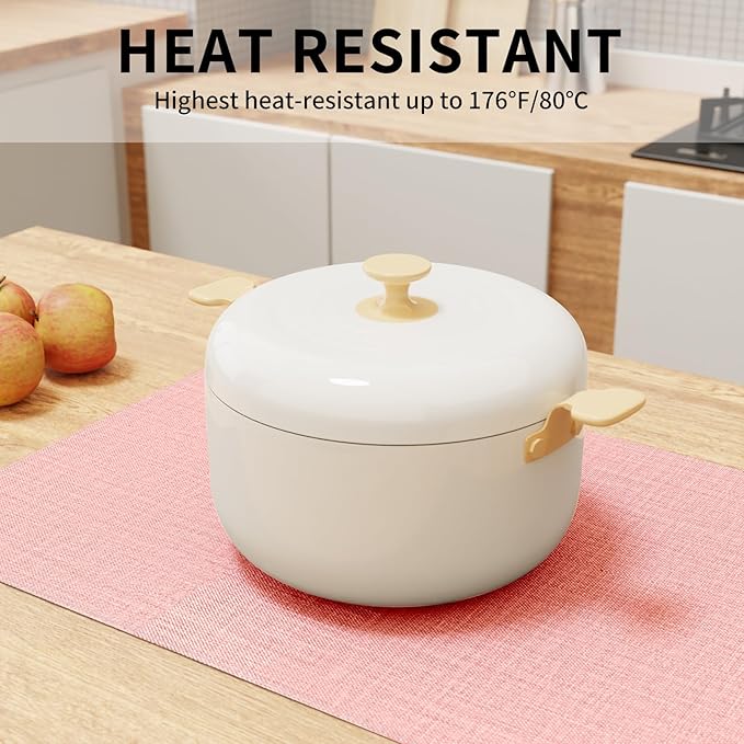 Cloth Placemats, Set of 6 Heat-Resistant Cotton Linen Blend Double Layered Machine Washable Place Mats, Wrinkle Free Thick Fabric Dining Table Mats for Indoors & Outdoors (Baby Pink, 6)