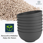 Homienly Wheat Straw Bowl Set, 60 OZ Unbreakable Lightweight Salad Bowls Set of 8, Bowls for Serving, Soup, Cereal, Dinner, Ramen, Microwave and Dishwasher Big Bowl for Kitchen, Camping(Grey, 60 OZ)