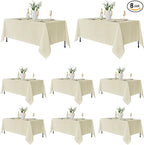 Fitable 8 Pack Rectangle Tablecloths: Stain Resistant Wrinkle Free Circle Table Clothes, Washable Reusable Polyester Table Covers for Wedding Party Birthday Banquet Reception(Ivory, 60x102 Inch)