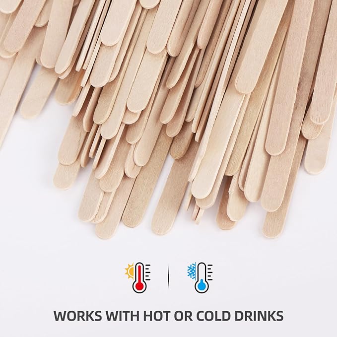 2000 Wooden Coffee Stirrers, 4.4 inches Stir Sticks Disposable Swizzle Stir Sticks for Coffee and Cocktails