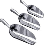 Amazing Abby - Elsa - Aluminum Ice Scoops (3-Piece Set), Cast Aluminum Utility Scoops, 5/12/24-Ounce Capacity, Food-Grade, Good for Home and Commercial Use, NOT Dishwasher-Safe, Hand-Wash Recommended
