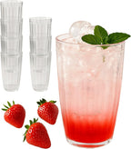 Kate Aspen Clear Ribbed Acrylic Glasses Drinkware Set of 8, 21 oz, Plastic Tumblers, Tumblers & Water Glasses, BPA-Free Plastic Cups Reusable for Cocktails,Pool Parties & Outdoor Entertaining