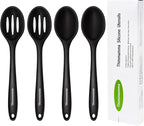 Silicone Cooking Spoon, Nonstick Kitchen Spoons for Cooking, Slotted and Solid Serving Spoon Heat Resistant, Silicone Mixing Spoons Basting for Nonstick Cookware 4 Pack