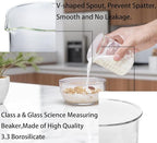 Ackers Etching Scale Glass Measuring Cup Set-V-Shaped Spout，Includes 60ml(2OZ), 120ml(4OZ), and 250ml(8OZ) Glass Measuring Beaker for Kitchen or Restaurant, Easy to Read