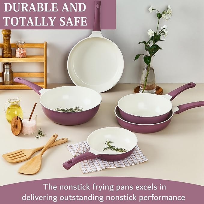 UPIT Non Stick Ceramic Frying Pan Skillet | Scratch-Resistant PFOA & PFOS Free Non Toxic Pan for Cooking | Compatible with Induction, Gas & Electric Stovetops (10 IN)