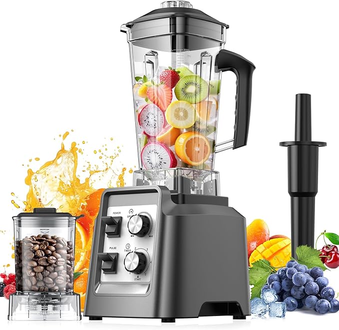 Blenders for Kitchen, Smoothie Blender with Timer - Countertop Blenders with 68oz Dishwasher-Safe Pitcher, Ice Crushing & Frozen Fruit, BPA Free