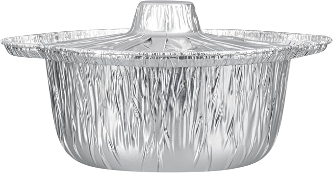 Foil Lux 34 Ounce Pans And Lids, 100 Disposable Pots With Lids - Oven-Ready, Stove Compatible, Aluminum Foil Baking Pans, Freezable, For Outdoor Camping, Vacation, Picnic, And More - Restaurantware
