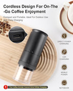 Portable Electric 420 Stainless Steel Burr Coffee Grinder, Rechargeable Small Bean Mill with 38 Adjustable Grind Settings, Cordless Travel Grinder for Espresso, Cold Brew, Pour Over, French Press