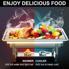 MEEZY 4 Pack 9QT Chafing Dish Buffet Set, Stainless Steel Buffet Chafers with Full Size, Half Size, Size Pan Foldable Catering Food Warmer for Wedding Banquet Catering Party