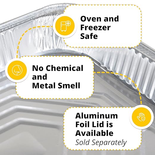 IDL Packaging Half-Size Aluminum Steam Table Pans - Medium, 13" x 11" x 2" (pack of 10) - Disposable Foil Pan for Grilling, Roasting, BBQ, Cooking, Baking, Freezing