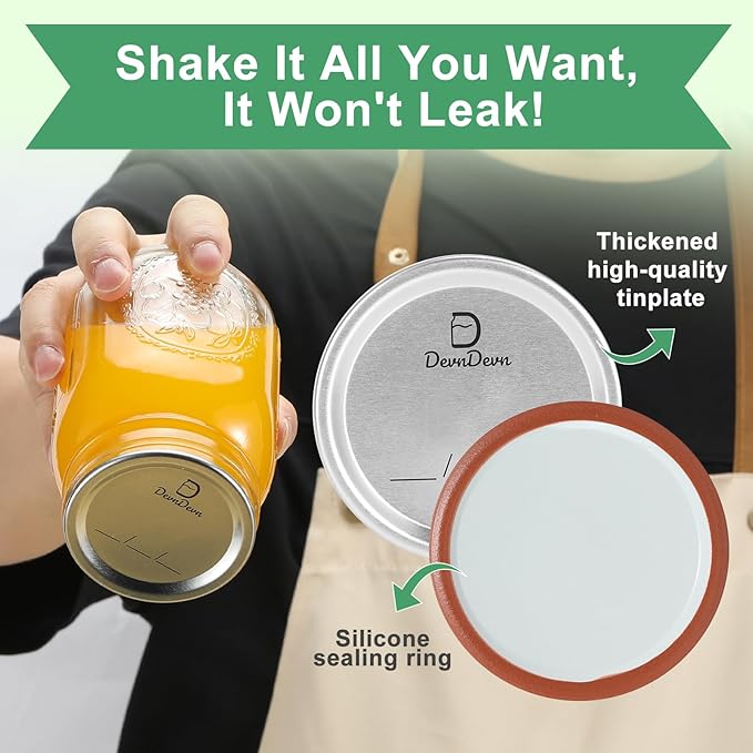 52 pcs Canning Lids, Regular & Wide Mouth Mason Jar Lids Set, Canning Jar Lids for Ball & Kerr, Redefining Leak-Proof with Perfect Airtight Seal, Compatible with Electric Vacuum Sealers