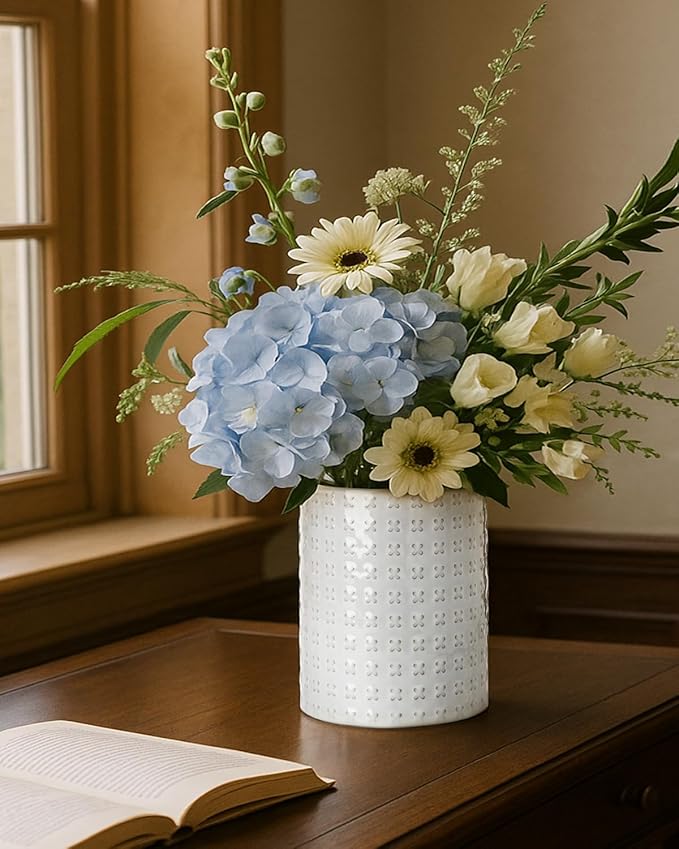 Nucookery 6.4'' Utensil Holder - Ceramic Utensil Holder for Kitchen Counter, Large Capacity Countertop Storage, Farmhouse Style Utensil Crock Organizer for Spoons, Spatulas & Cooking Tools