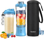 Portable Blender for Shakes and Smoothies- Personal Juicer 20 OZ Electric Protein Shaker Bottle with Insulated Sleeve, USB-C Rechargeable,Travel Lid-Small Blender Cup for Kitchen, Office, Gym,Travel