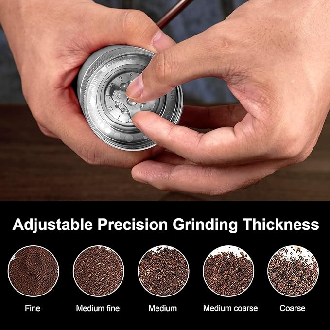 M6 Manual Coffee Grinder,Conical Hexagonal Burr & Double Bearings for Smooth Grinding,Portable Mini Hand Coffee Grinder for Espresso Pour Over French Press at Home or Camping Travling