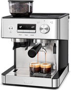 Gevi 20 Bar Espresso Machine with Grinder & Milk Frother, Professional Coffee Maker for Home, Cappuccino & Latte, Removable Water Tank, Steam Wand