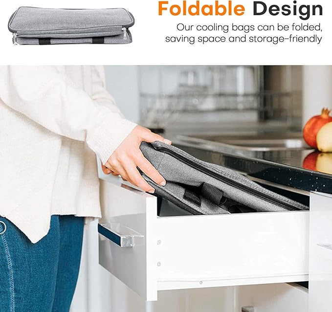 Collapsible Cooler Bags Insulated, 48 Cans Soft Cooler with Front Zipper Pocket & Shoulder Strap, Portable Leakproof Soft Sided Coolers for Camping/Beach/Picnic/Travel - Grey