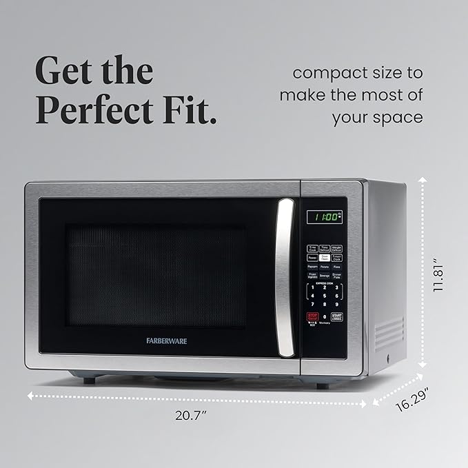 Farberware FMWO11AHTBKB 1.1 Cu. Ft. Stainless Steel Countertop Microwave Oven