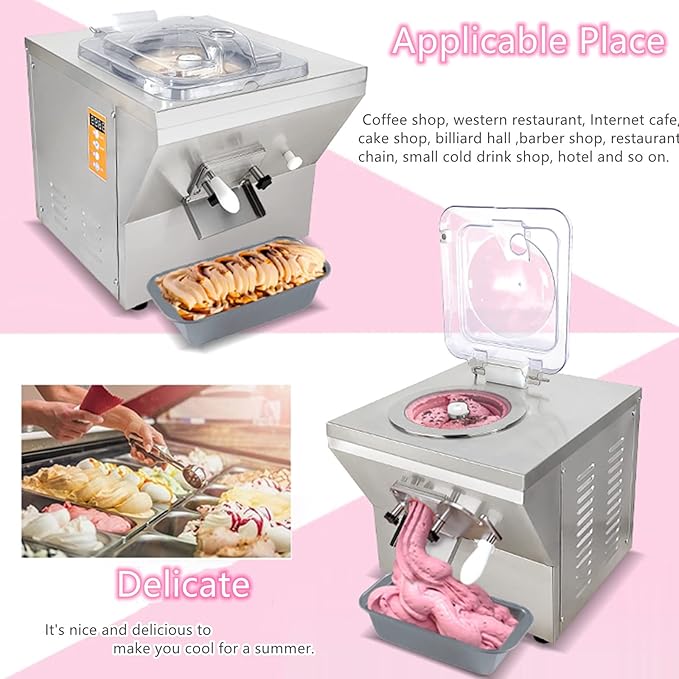 Commercial Countertop Hard Ice Cream Machine, 5.8L Cylinder Gelato Ice Cream Maker with LED Touch Control Screen Panel, Frozen Yogurt Creami Desser Maker Batch Freezer, Outlet: 20L/hour