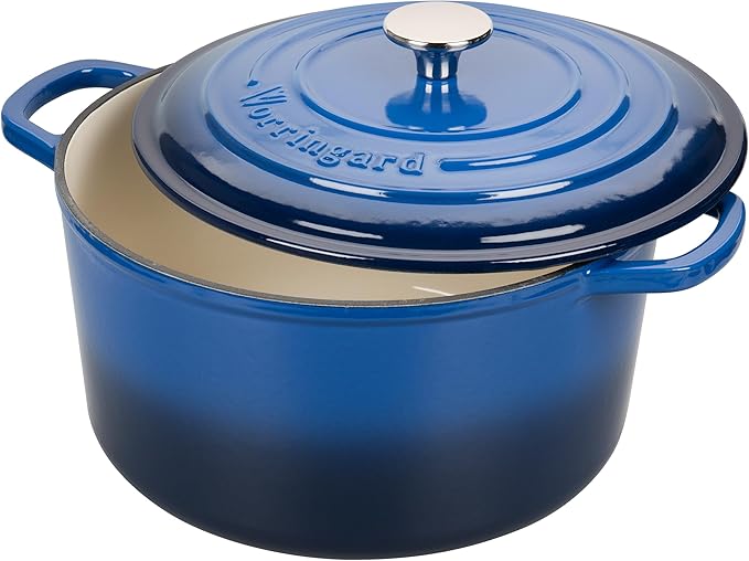 Enameled Cast Iron Dutch Oven Pot with Lid, for Sourdough Bread Baking, Round Dutch Ovens, 4.5 Quart, Blue