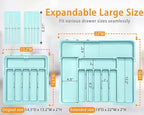 Homecor Silverware Organizer - Expandable Large Kitchen Drawer Organizer Utensil Organizer with 2 Knife Block Inserts, 22"x 19"Cutlery Tray with Drawer Dividers for Kitchen Flatware (Turquoise)