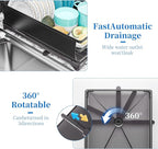 Simple Trending Dish Rack, Steel Dish Drying Rack for Kitchen Counter, Dish Drainer with Cutlery Holder for Large Capacity, Dish Drying Rack with drip Tray, Black