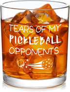 Pickleball Gifts, Tears of My Pickleball Opponents Whiskey Glass 10 Oz, Funny Pickleball Gifts for Men Pickleball Lovers Friends for Birthday Christmas