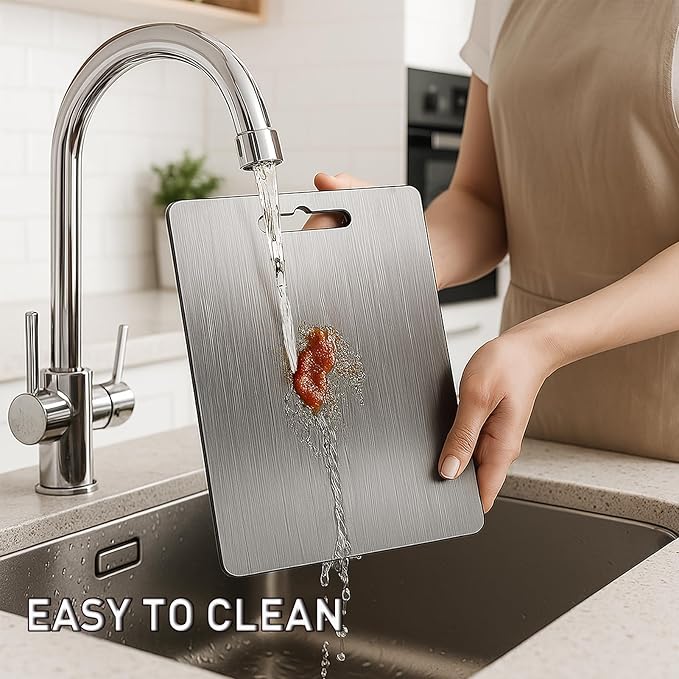 Titanium Cutting Board - Cutting Boards for Kitchen, Double-sided Food-grade Titanium Chopping Boards Perfect For Cutting Meats, Fruits, Vegetable (14"L x 10"W)