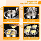 Egg Poacher Pan Stainless Steel Poached Egg Maker with 4 Cups Nonstick Stovetop Egg Cooker Pot for Induction Cooktop (Silver, 1-Pack)