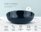 KooK Pasta Bowl, Salad Bowls, Soup, Serving Bowls, Ceramic, Large Capacity, Microwave & Dishwasher Safe, Set of 4, 40 Oz,(Navy Blue)