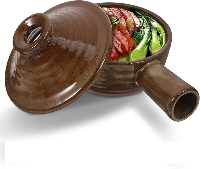 Clay Pot, STOBAZA Casserole with Lid, Clay Cooking Pot Ceramic Saucepan Pot Soup Casserole Pot for Cooking Rice Soup Food Stoneware Bakeware Microwave Oven Safe