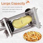 French Fry Cutter, Manual Potato Cutter with 1/2-inch and 3/8-inch blades for cutting potatoes and vegetables