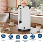 80 Cups Large Coffee Urn with Double Wall Insulation, 12L/3.2 Gallon Stainless Steel Commercial Electric Coffee Maker with Hot Drinks and Hot Water, for Weddings, Parties, Catering, and Buffets