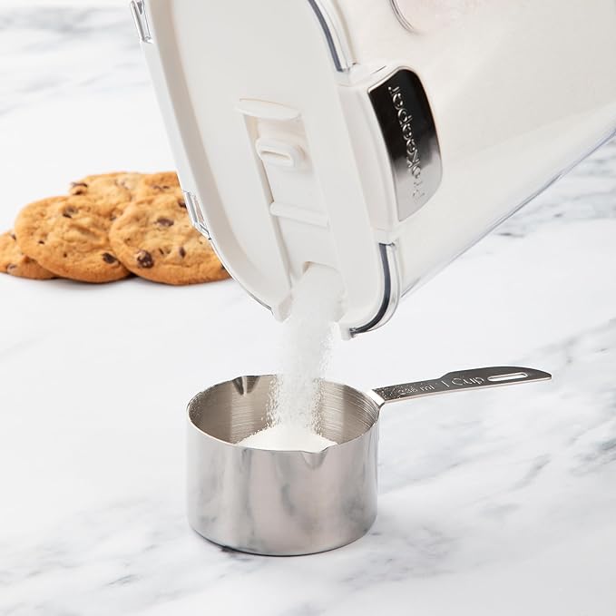 ProKeeper+ Airtight Food Storage Container Set – Clear Plastic Flour and Sugar Canister Set with Magnetic Accessories for Kitchen Organization (White, 9-Piece)