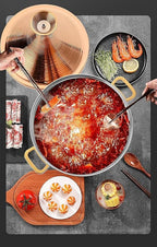 304 Stainless Steel Non-Stick Tagine Pot, Slow Cooker Casserole with High Lid for Seafood, Compatible with Induction Cooktops(Size:26cm/10.23inch,Color:Gold)