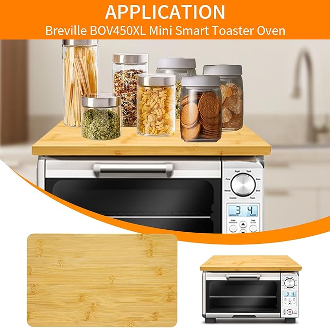 Bamboo Cutting Board, 15.2"L x 9.5"W Toaster Oven Accessories With Heat-Resistant Non-Skid Silicone Feet for Breville BOV450XL Mini Smart Toaster Oven Countertop Convection Oven,Natural Bamboo