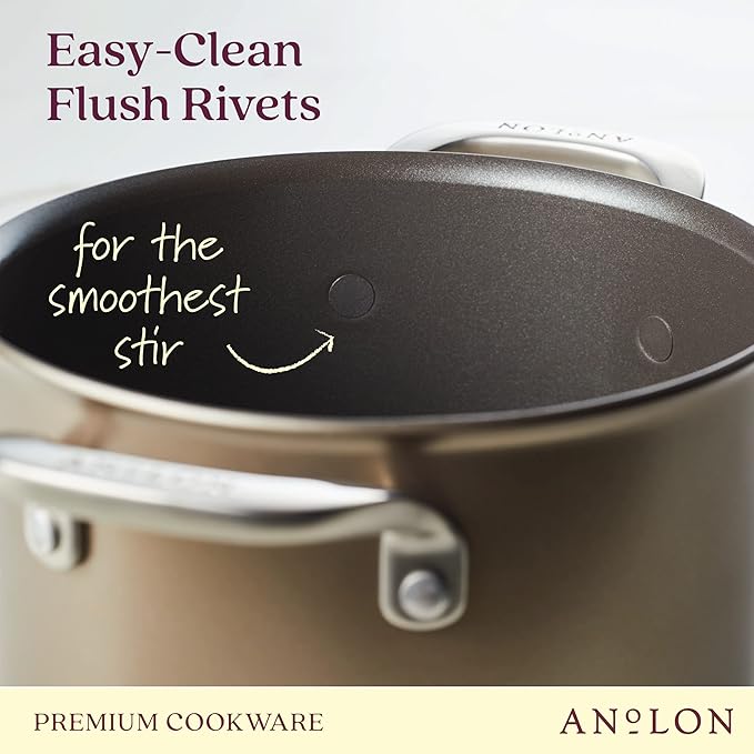 Anolon Ascend Hard Anodized Nonstick Saucepan/Saucepot and Lid - Good for All Stovetops (Gas, Glass Top, Electric & Induction), Dishwasher & Oven Safe with Stainless Steel Handle, 4 Quart - Bronze