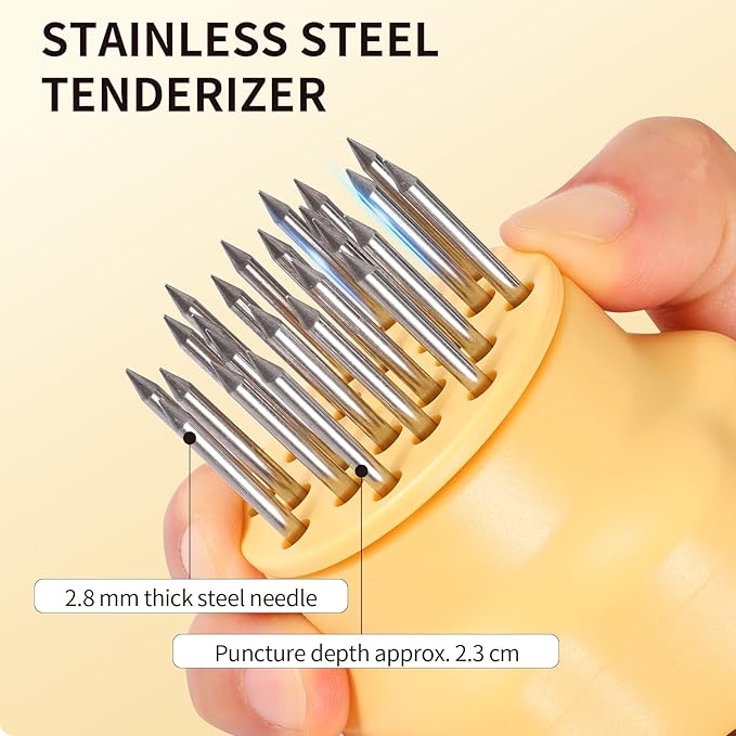 Meat Tenderizer Tool Stainless Steel Thickened Sharp Needle Makes Steak & Chicken Tender Easily, Heavy Duty Kitchen Cooking Gadget for Tenderizing Beef, Pork, Veal
