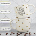 Christian Art Gifts Large Ceramic Coffee & Tea Mug for Women: Kind Words are Like Honey Inspirational Bible Verse, Non-toxic/Lead-free, Microwave/Dishwasher Safe Bumble Bee Cup, Yellow/White, 15 oz.
