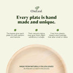 Chic Leaf Palm Leaf Plates - 9" Round - 50 Pack of 100% Compostable, Biodegradable & Disposable Bamboo Plates – Heavy Duty, Sturdy Paper Alternative for Wedding Desserts & Events