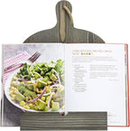 MyGift Recipe Book Holder, Vintage Gray Wood Cutting Board Style Cookbook Holder, Wooden Book Stands for Display