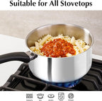 KOCH SYSTEME CS Stainless Steel Sauce Pan with Lid, 1QT & 2QT & 3QT Stainless Steel Saucepan Set with Bakelite Handles, Non Toxic Sauce Pot for Cooking, Induction Compatible & Dishwasher Safe, 6PCS