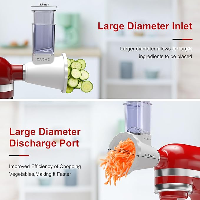 Updated Shredder Cheese Grater Attachment for KitchenAid Stand Mixers, Salad Machine with Vegetable Slicer, Salad Maker, Food Slicers Slicer Shredder Attachment with 3 Blades Dishwasher Safe