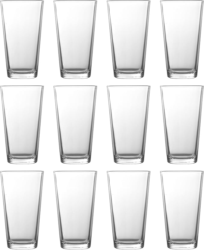 Fortessa Basics Barca Everyday 12 Pack Set Glassware Kitchen and Barware Great for: Beer, Cocktails, Water, Juice, Iced Tea, Soft Drinks., Pint/Mixing Glass, 17 Ounce