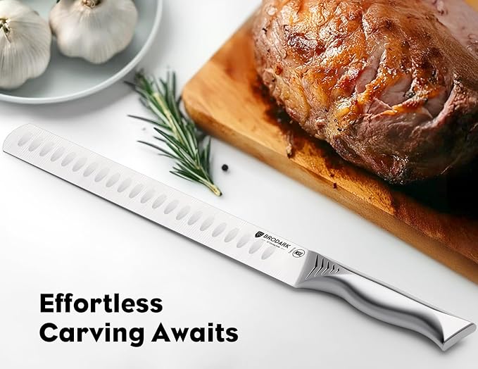 BRODARK Brisket Slicing Knife - 12" Carving Knife for Meat - High Carbon Stainless Steel, One Piece Design, BBQ & Grilling Gift for Men - NSF Certified, Shark Series