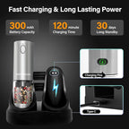 Electric Salt and Pepper Grinder Set Rechargeable, Automatic Salt and Pepper Grinder Set for Kitchen, USB Charging Base & LED Light, Adjustable Coarseness, Stainless Steel
