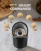 Sangcon Gravity Electric Salt and Pepper Grinder Set with Dust Cover, XL CAPACITY, Battery Operated(4 AAA), Adjustable Coarseness, One Hand Automatic Salt and Pepper Shakers Set Mill with LED Light