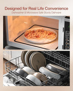 Famiware Milkyway Stoneware Dinnerware Sets with Mugs, Service for 4 (16pcs), Plates and Bowls Sets, Scratch Resistant, Microwave and Dishwasher Safe Dishes Set, Multi-color