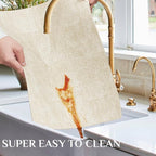 Softalker Vinyl Placemats Set of 4 - Faux Leather Heat Resistant Place Mats, 100% Waterproof Oilproof Wipe Clean Table Mats for Indoor & Outdoor Use, 17’’×12’’, Beige